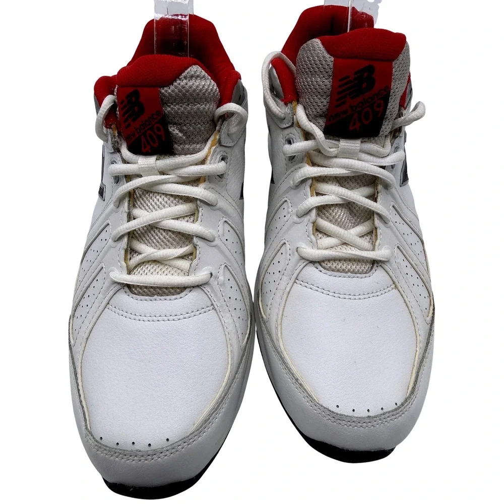 New Balance 409 White Red‎ Silver Training Shoes Mens 10.5 Wide MX409BR3